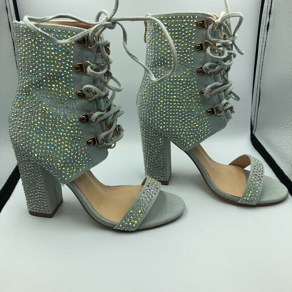 Azalea Wang Women's Booties Upper Glitter Heels Size 6 - Picture 3 of 5